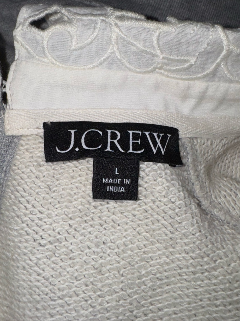 J. Crew Light Gray Puff-Sleeve Sweatshirt with White Floral Collar - Picture 12 of 16
